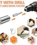 Universal Socket Wrench Tool Kit 7 To 19 Millimeter Socket Grip Set With Three Eighths Inch Ratchet Wrench And Drill Adapter