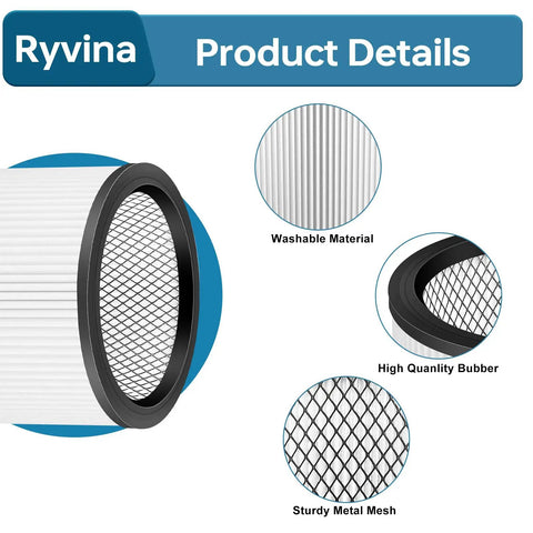 Premium Replacement Vacuum Filter For 5 Gallon Wet Dry Vacs Fits 90304 90350 90333 And Similar Models White 2 Pack High Efficiency Replacement