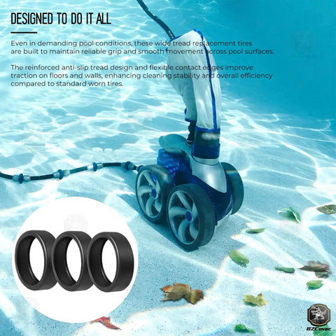 Beefed-Up Tune-Up Kit With Three-Pack 48-232 Wide Trax Tires For Polaris Pool Cleaner 3900 Sport P39 And 480 Refurb Kit in action