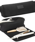 Travel Hair Tools Bag With Heat Resistant Mat 2 In 1 Organizer For Flat Irons Curling Irons And Straighteners 15.5 Inch Long Interior Pockets On The Go Portable Case For Hair Care Accessories Black
