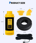 Dimensions and components of 1 HP Pond Fountain Pump With Timer And 15000 GPH Flow, 100 Ft Power Cord, Dual Spray Patterns.