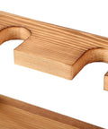 Close-up of wooden frame for Hydroponic Plant Stand With Two Vintage Glass Vases And Wooden Frame For Desktop Water Planter