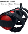 Roll Bar Fire Extinguisher Holder Mount For Jeep Wrangler JL YJ TJ JK CJ JKU JLU Gladiator JT Off Road Ready And Polaris Ranger RZR, black oxford cloth with adjustable straps.