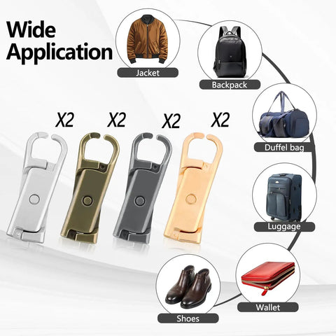 8 Pcs Metal Zipper Pull Tabs Replacement Kit For Luggage Jackets Purses Backpacks Coats And Suitcases in four colors