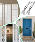 Collage featuring Built Tough 5.9 Inch Gate Door Handle Set 4 Pack; stainless steel handles on various doors.