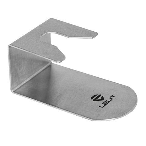 Heavy Duty Stainless Steel Espresso Tamping Stand Featuring Non Slip Base And Slick Brushed Finish on a barista countertop.