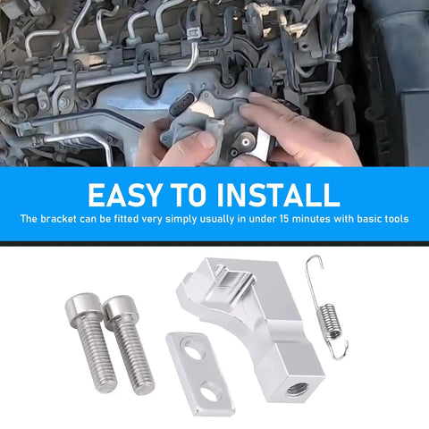 Alloy Intake Manifold Repair Bracket Kit For P2015 Code Bolt On Fix Installed on Engine with Parts Displayed OEM 03L129711E 03L129711AG 03L129086