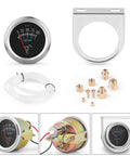 52mm chrome oil pressure gauge kit with black dial, 0-100 psi, includes tubing and brass fittings