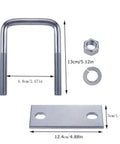 4 Pack Leaf Spring Clamp Kit With 3 Inch Clamps for Truck with U-bolt, nut, washer, and dimensions shown, silver finish.