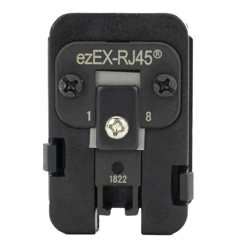 Pro Grade EXO Crimp Frame With EXO-EX Die Set For ezEX-RJ45 Connectors Pass Through Design For Easy Wiring Verification One Piece Build Works With Solid Or Stranded Conductors 10 Gigabit Ready FCC RoHS2 UL Compliant