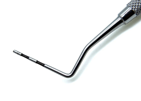 Color Coded Cp12 Probe Set 3-6-9-12 For Dental Periodontal Expro Instrument 10 Pack AISI 420 German Stainless Steel High Polish Finish Precision Flexible Probes ISO CE FDA Approved, angled tip close-up