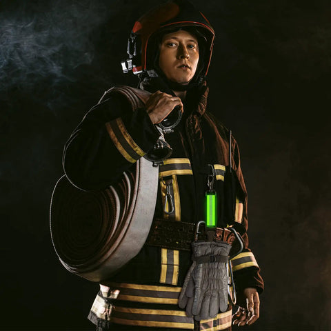 Two Pack Firefighter Glove Straps With Reflective Trim For Turnout Gear, Safe Glove Security Straps With Swivel Snap Hook Clip And Crocodile Clip Option, High Visibility Green