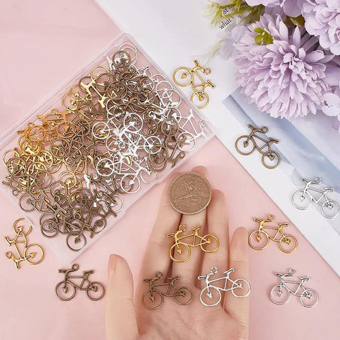 Bike Charms Bulk Set 60 Pieces In Gold Silver Bronze For Jewelry Making DIY Bling Necklaces Bracelets Earrings And Accessories