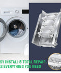 Beefed Up Heavy Duty Dryer Heating Element Kit with Standard Terminals Cycling Thermostat visible next to clothes dryer