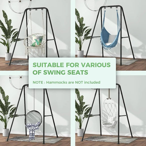 Heavy Duty Hammock Chair Stand For Indoor And Outdoor Use Ultra Strong Steel A Frame Supports Up To 300 Lbs with various swing seats.