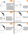 Instructions for Two Cup 100ml Stainless Steel Moka Pot Espresso Coffee Maker For Stovetop Brewing With Italian Classic Greca Style