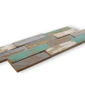 3D Reclaimed Barn Wood Wall Panels Set Of 10 In Montauk Blue, Diy Glue And Nails Install, Premium Weathered Slat Panels Covering 9.5 Sq Ft Per Box