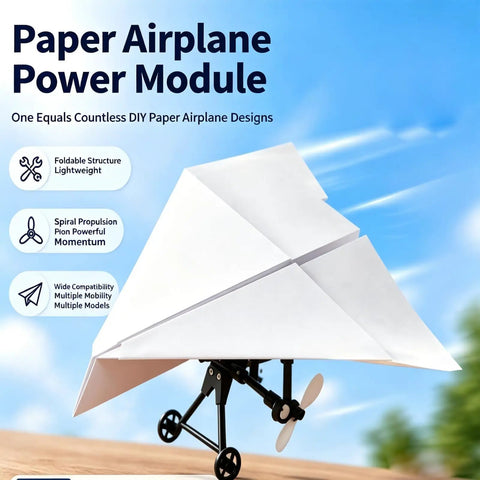 Turn Paper Planes Into A Dope Remote Control Flyer With Gyro Stabilizer, shown with foldable structure and dual propellers.