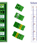 Compact 5x2 Pluggable Screw Terminal Block Distribution Module For DIN Rail Mount, 10A At 300V Per Channel, diagram visible