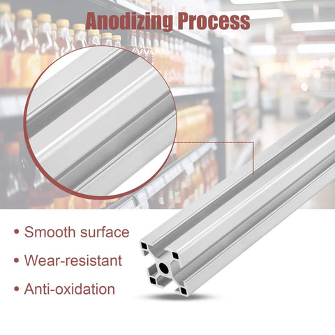 Four Pack 1000mm Silver T Slot 3030 Aluminum Extrusion Profiles 30x30mm Square Cross Section For DIY Projects And Rack Builds, Premium Aluminum Alloy, 39.4 Inch Length, anodized silver surface