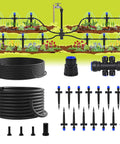 59Ft Drip Irrigation Kit For Plants With New Quick Connect And Blank Distribution Tubing, Includes 15 Adjustable Drippers