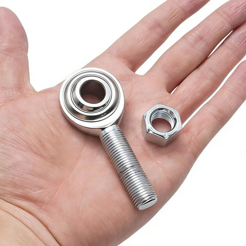 2 Pack CM8 Rod End Bearing Heim Joint Half Inch Right Hand Thread With Jam Nuts beefy steel, shown in hand