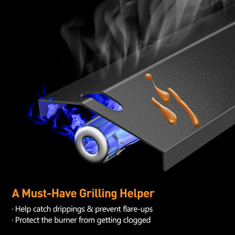 Replacement Grill Heat Plates For Four Burner Grills Fits Dyna-Glo Academy Sports And Better Homes And Gardens 15 Inch By 3 13/16 Inch showing smoke and drippings