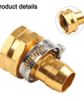 Heavy Duty Aluminum Garden Hose Mender Repair Kit With 3/4 Inch Us Thread Male Female Fitting And Stainless Steel Clamp For Sprayer Leak Fix And End Replacement No Tools Needed Just Twist And Go, gold hose connector with clamp