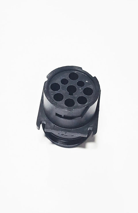 Heavy Duty Hd10 Series J1939 Connectors With Threaded Rear Seals And Crimp Style Contacts For 14 To 20 Awg Cables, black connector top view.