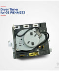 Replacement GE Dryer Timer WE4M533 For WE4M364 Compatibility, DIY Repair Part shown in black and silver with connectors