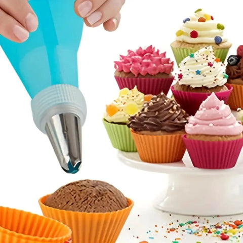 All In One Cake Decorating Kit 38 Piece Set With 32 Piping Tips Quick Change Couplers Reusable Silicone Bags And Nails Beginner Friendly Guide