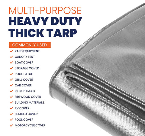Extra Heavy Duty 14 Mil Tarp Cover Tough As Nails Waterproof And UV Resistant Rip Proof Poly Tarpaulin with folded edges