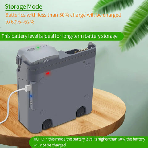 Two-Way Charging Hub For Air 3S And Air 3 Drones, Fast Charger Case Station with cable connected on wooden surface