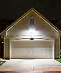 Exterior of house illuminated by 2 Pack Outdoor LED Flood Light Bulbs PAR38 3000 Lumen 25W 300W Equivalent Waterproof Dimmable Spotlight