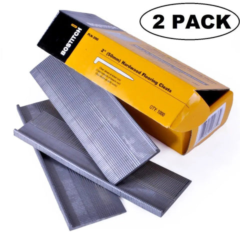 Box of two pack two inch flooring L nail cleats for hardwood install three quarter inch floors 1000 nails per box bright finish