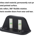 Two Plastic Wheels Barn Door Floor Guide With Bearing Design And Adjustable Rollers Bottom Mounted For Smooth Quiet Sliding
