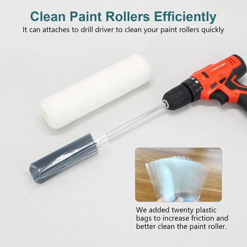 Paint Roller Cleaner and Dryer Tool for 9 to 18 Inch Rollers Drill Driver Attachment Pro Roller Washer That Scrubs Paint Out