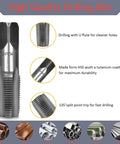 Professional NPT Pipe Tap Set 5 Piece Pro-Grade Carbon Steel with Thread-Forming Taps and Drill Bits showcasing high-speed steel tap.