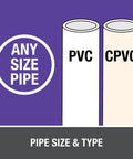 Purple Pipe And Fitting Primer For PVC And CPVC 8 Oz Bottle Pro Grade Fast Drying Formula For Clean Bonding On Water Supply Sewer Drain Lines Ideal For Residential And Commercial Plumbing Projects. image of PVC and CPVC pipe size
