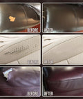 Leather And Vinyl Repair Kit For Car Seats And More All In One With 10 Pigments For Dope Color Matching Easy Instructions To Restore Faux Leather Pleather And Genuine Leather No Experience Needed showing before and after repair images on seats