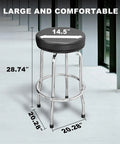 Swivel Bar Stool With Padded 14.5 Inch Seat For Garage And Shop, Heavy Duty Steel Frame With Chrome Plated Legs, Black