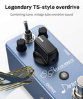 Close-up of Overdrive Guitar Pedal With Warm And Hot Modes Blues Drive Vintage Style Tone For Pedal Boards True Bypass Circuit