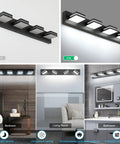 4-Light Matte Black LED Vanity Light Fixtures for Bathroom, 30 Inch Wall Mount Over Mirror, Acrylic Frosted Shade