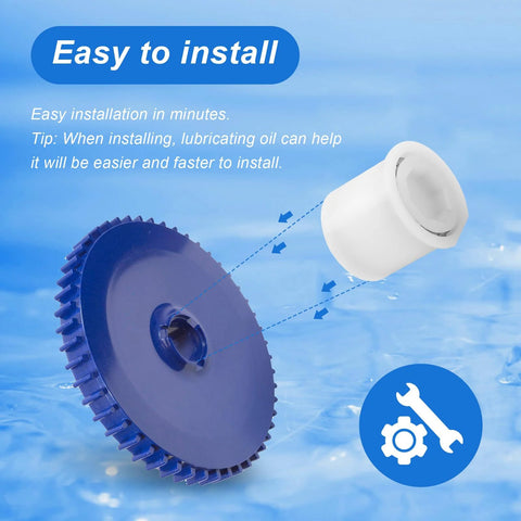 Wheel bearing kit for Hayward pool cleaners; blue gear wheel with teeth and white bearing insert, 2-pack