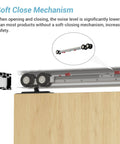 Diagram of soft close mechanism in Heavy Duty Bypass Sliding Door Hardware Kit With Soft Close Mechanism For Two Doors, 72 Inch Aluminum Track