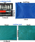 DIY Tool Kit For Gundam Gunpla Building And Dollhouse Miniatures With Precision Knives And Blue Tool Bag