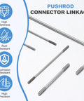 12 Pcs Silver Push Rods Connectors Linkage Set, M3 Threaded Rod, 304 Stainless Steel Double End RC Servo Push Rods, 65mm Long