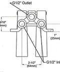 Technical diagram of Brass Knee Valve Pedal Faucet With Self Closing G1/2 Threads, Hands Free Non Contact Water Flow dimensions.