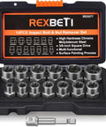14-piece impact bolt and nut remover set with case, chrome molybdenum steel for damaged stripped rusted or frozen fasteners