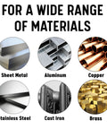 Image showing materials compatible with Three And Three Eighths Inch Carbide Tipped Hole Saw Cutter: sheet metal, aluminum, copper.